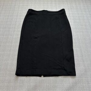 Black Saks Fifth Avenue Skirt Womens 4 Gold Zip Back Pencil Stretch Classic Care